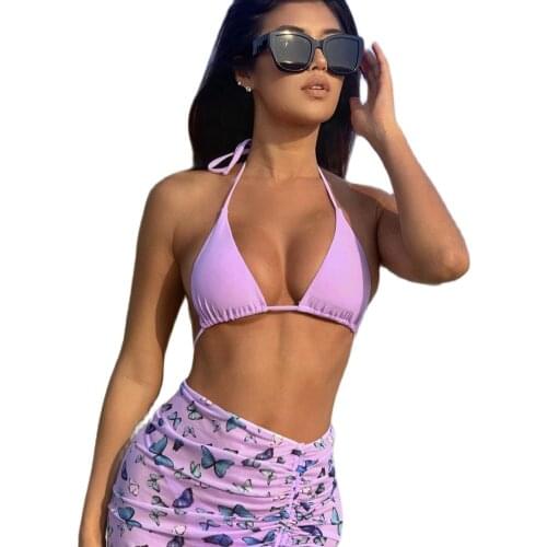 New Ladies Fashion Split Swimsuit Three-Piece Sexy Bikini Set Womens 2 Piece