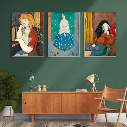 Henri Matisse Girl Dress Abstract Canvas Painting Home Art Posters Bedroom Corridor Stickers Nordic Decoration
