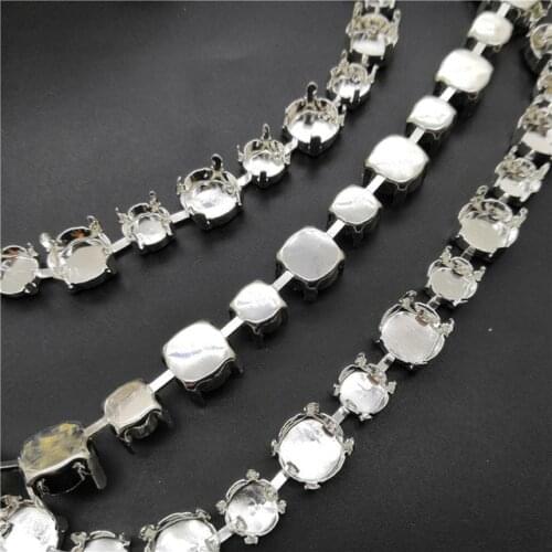 SS28 SS38 SS45 Silver/Brass Color Metal Brass Claw Empty Cup Chains for Sewing Round Stones