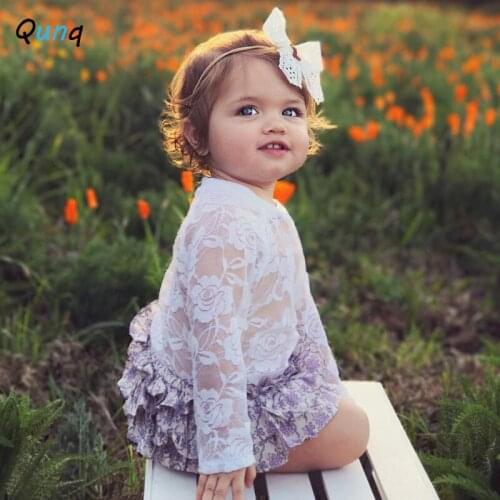Qunq Baby Girls Bodysuits Long Sleeve Lace Flower Newborns Clothing All-match Sweet Infant Girl Costume Summer Spring Fall