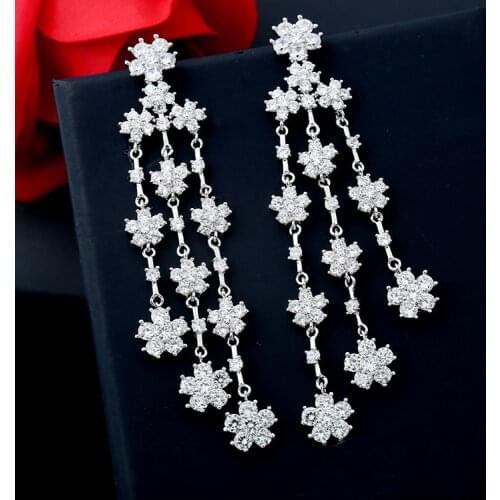 SALE 925 silver Europe Feather Crystal from Swarovskis new fashion creative cz Woman tassel Earrings micro hot jewelry