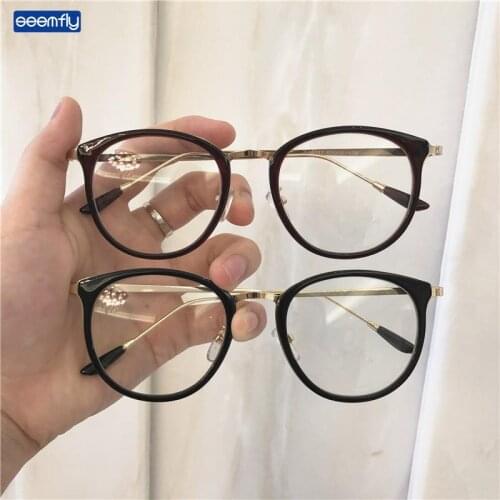 Seemfly Retro Sunglasses Fashion Metal Round Frame Flat Glasses for Women Fashion Anti-UV Street Shot High Quality