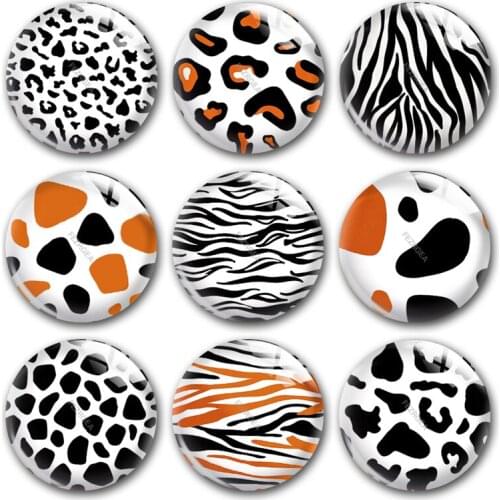 Handmade Black And White Animal Prints Safari Round Photo Glass Cabochons Demo Flat Back DIY Jewelry Making Findings Accessory