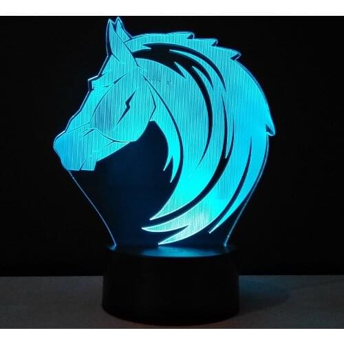 Baby Nightlight Horse Head 3D LED Table Lamp RGB Colors Veilleuse Enfant Holiday Atmosphere Luminaria Creative Acrylic Crafts