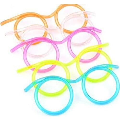 New 1pcs Funny Colorful Soft Glasses Straw Unique Flexible Drinking Tube Party Gift