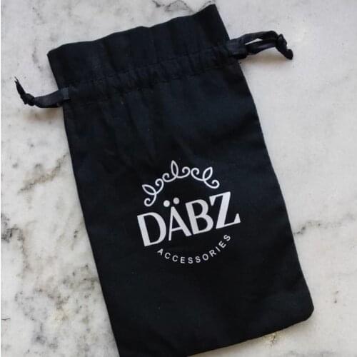 High quality black cotton jewelry gift drawstring pouches 12*20cm dust bag for jewelry gifg storage and packing