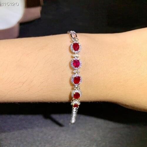 Hot Luxury Natural Ruby Bracelets Female Wedding Love Charm Bracelet For Women Fine Jewelry Real Ruby Gemstones Certificate