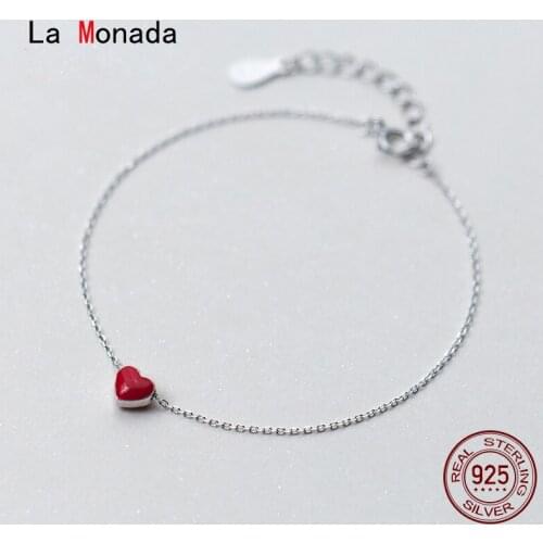 La Monada Minimalist Heart Bracelets For Women Silver 925 Sterling Jewelry Fine 925 Sterling Silver Womens Bracelet Female