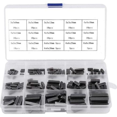 140Pcs Key Stock Assortment 10mm x12mmx 16mm x20mm x25mm x30mm Key Stock Keystock Round Ended Feather Key Parallel Drive Shaft K