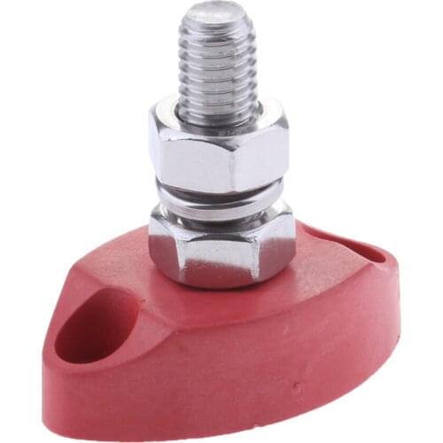 2pcs 1/4 inch 6mm Single Stud Junction Post - Heavy Duty Positive Power Distribution Block - Red+Black - Stainless Steel