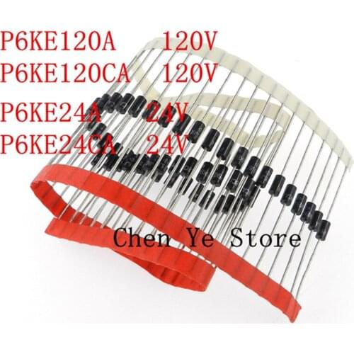 200PCS P6KE24A/P6KE24CA P6KE120A/P6KE120CA Transient Voltasge Suppressors TVS Diode P6KE DO-15 DIP 120v 24v