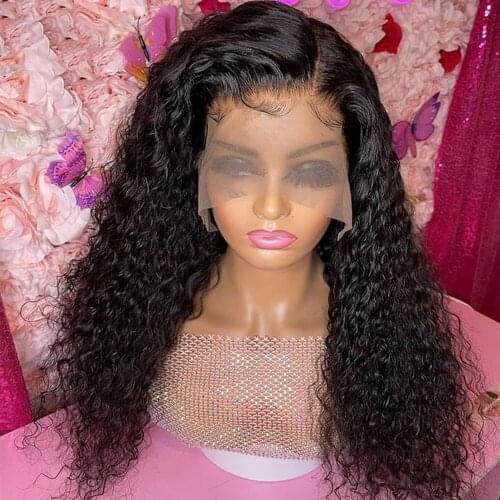 26 Inch Long Kinky Curly 180%Density Synthetic Lace Front Wig for Black Woman With Babyhair Preplucked Glueless Heat Resistant