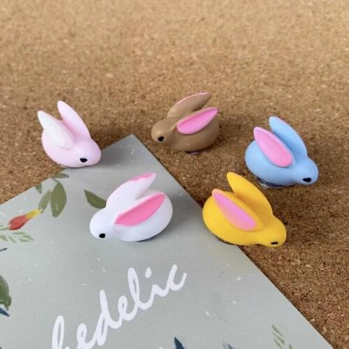 5pcs Bunny Shape Colored Thumbtack Pin Cartoon Cute Push Pins Felt Cork Board Nails Photo Wall Binding Decoration Office Pins