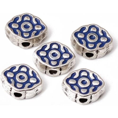 5pcs/lot Classic Cloisonne Craft Metal Beads 12x9x4.5mm Zinc Alloy Handmade Spacer Beads Accessories DIY Jewelry Making Bracelet