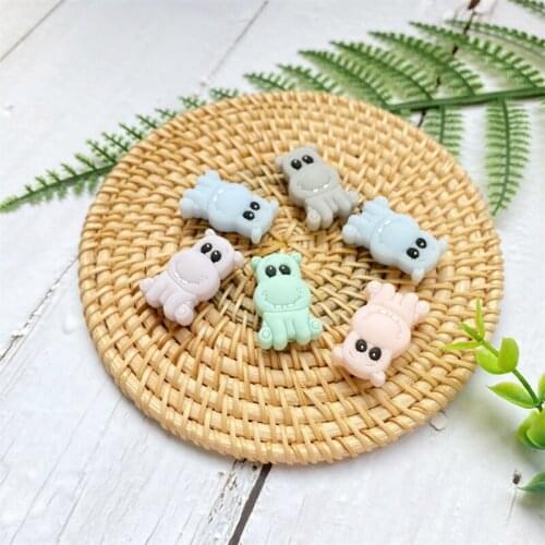 50/100pcs Cartoon Silicone Beads BPA Free Hippo Pearl Beads Teething Toys Baby DIY Animal Rodent Silicone Baby Teether