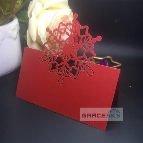 50pcs laser cut Christmas Party Snowflalk Design Invitation Table Name Holder Cards Place Seat Cards Christmas Table Decoration