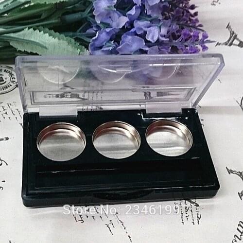 50pcs/lot Eyeshadow Case 3 grids 20mm Pan 3 Colors Eyeshadow Palette Case Eyebrow Powder Box Cosmetic Compact Container