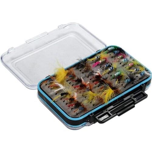 64pcs Dry Flies Bass Salmon Trouts Flies Nymph and Streamer Fly Fishing flies Kit Waterproof Fly Box for Trout Fly Fishing Flies