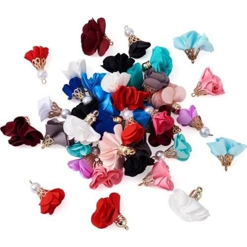 84pcs/set Mixed Colors Fashion Cloth Flower Tassel Pendant For Earring DIY Jewelry Findings Making