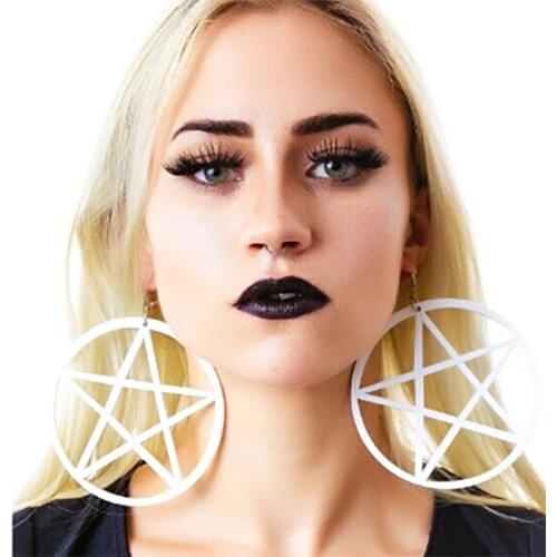 Acrylic Earrings Cute Little Panda Sailor Moon Exaggerated Fashion Hollow large Big Five-pointed Star Hip Hop Round Transparent