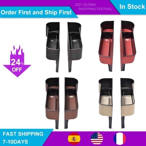 Car Organizer Seat Gap Storage Box Cup PU Leather Pocket Catcher Phone Bottle Cups Holder Multi-functional Car Accessories