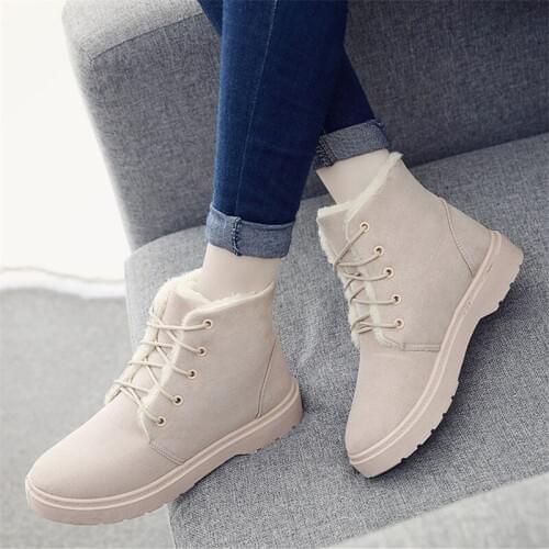 Martin Boots Womens Autumn New Fashion Trendy Shoes Versatile Flat Cotton-padded Shoes with Velvet Boots For Female