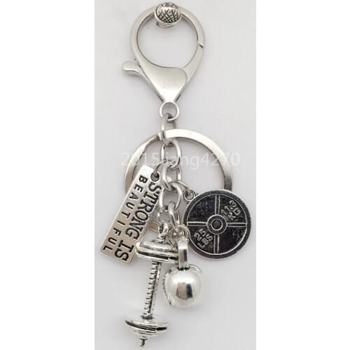 25LBS BARBELL WEIGHT Charm Chain Keychain *Fitness Weightlifting Gym CROSSFIT