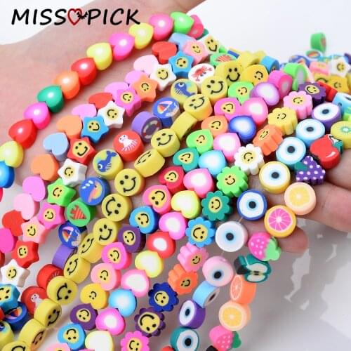 10mm Polymer Clay Beads Spacer Loose Beads for Jewelry Making Handmade Charm Bracelet Necklace Kids DIY Accessories 30pcs/lot