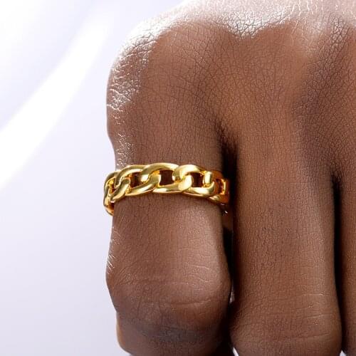 Stainless Steel Chain Finger Rings Gold Color Horsewhip Chain Stackable Rings Fashion Jewelry Daily Wearing Accessories
