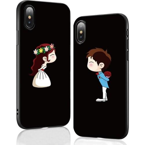 For Fundas Apple iphone X XS Max XR 7 8 6 6S Plus 5 5S SE Case Cover Soft TPU Silicone happy and sweet Couple Case