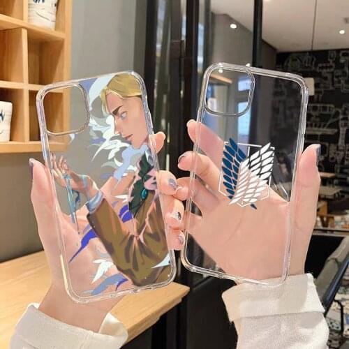 Anime Attack on Titan Phone Case For iphone 12 11 8 7 6s 6 5 5s 5c se plus mini x xs xr pro max Transparent soft
