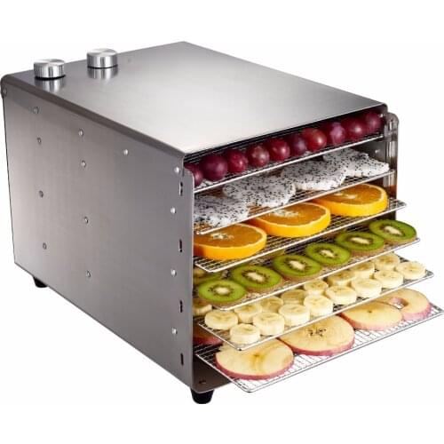 6 Trays Food Dehydrator Stainless Steel Snacks Dehydration Dryer Fruit Vegetable Herb Meat Drying Machine