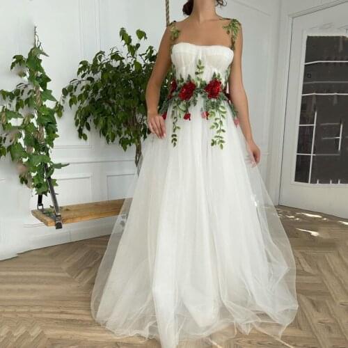 Eightree Applique Flower Wedding Dresses Elegant Beach Boho Princess Bridal Dress Tulle A-Line Long Wedding Gowns Custom Size