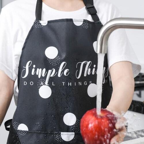 Printed Hand-wiping Waterproof Greaseproof Housework Cooking Apron with Pocket