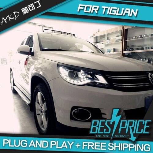 AKD Cars Styling Headlight For VW Tiguan 2009-2012 Headlights LED Running lights Bi-Xenon Beam Fog lights angel eyes Auto levels