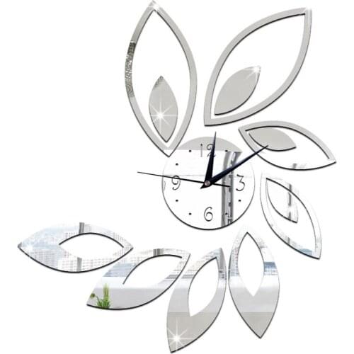 GZ006 DIY lotus wall clock removable mirror wall sticker clock fashion wall clock