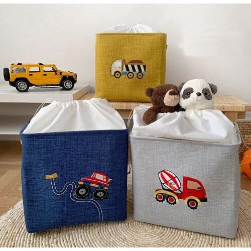 Car Truck Canvas Storage Square Bag For Toys Clothes Kids Room Organizer Bag Pouch Thick Canvas Storage Kids Boy Room Bag