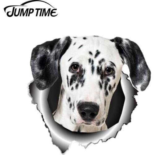JumpTime 13cm x 12.5cm Dalmatian Sticker 3D Dog Car Decal Creative Funny Car Decal Waterproof Accessories Bumper Animal Decal