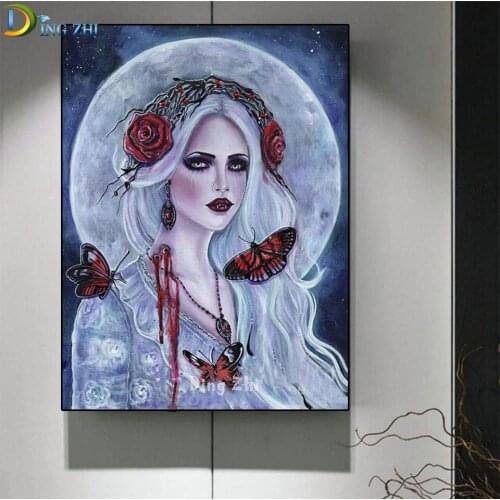 The Vampire Rose Woman DIY Diamond Painting Hot Selling Home Art Butterfly Diamond Mosaic Full Drill Europe Handmade Hobby Kit