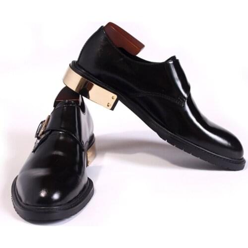 Classic Metal Heel Men Oxfords Flat heel Fashion Hot 2018 Mens Wedding Party Shoes