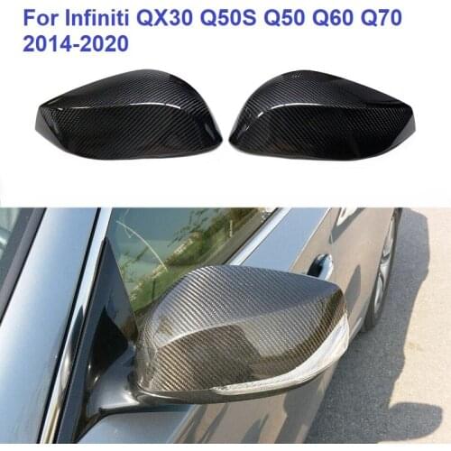 Dry Carbon Fiber Side Rear View Mirror Covers Caps Fit For Infiniti QX30 Q50S Q50 Q60 Q70 2014-20 Replacement Style&Add On Style