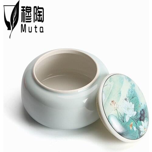 Tea Containers Sealed Cans Ceramic Storage Pot Large BlackContainer Canister Caddy Storage Jar caja para guardar te chinese