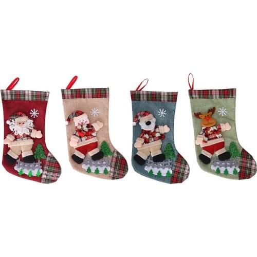 Creative High-quality Fashion Simple And Durable Linen Material Doll Tree Ornaments Exquisite Workmanship Christmas Socks