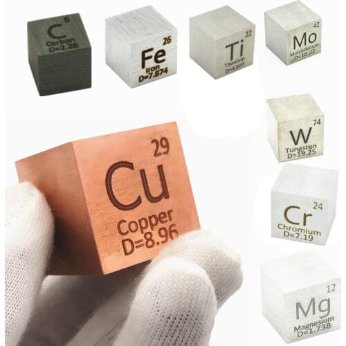 Element Distillation Inch Cube 25.4mm Metal Density Cubes Periodic Collection Cu Lead Bi Tin Al Titanium Tungsten Mo Ni Model C