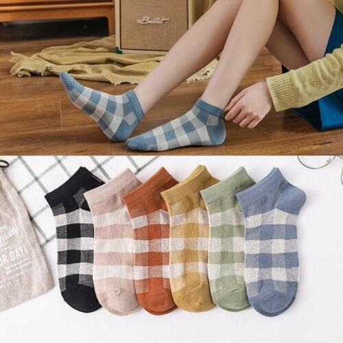Yishine 6 Pairs Fashion Women Socks Cotton Plaid Ladies Socks for girls Socks Striped Sock Vintage