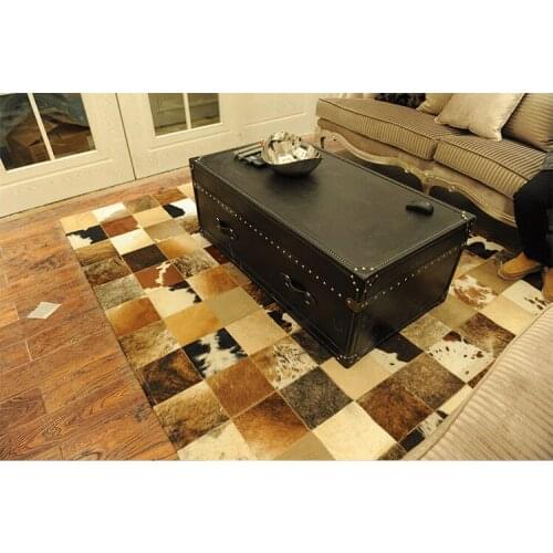 Fashionable art carpet 100% natural genuine cowhide leather pp carpet