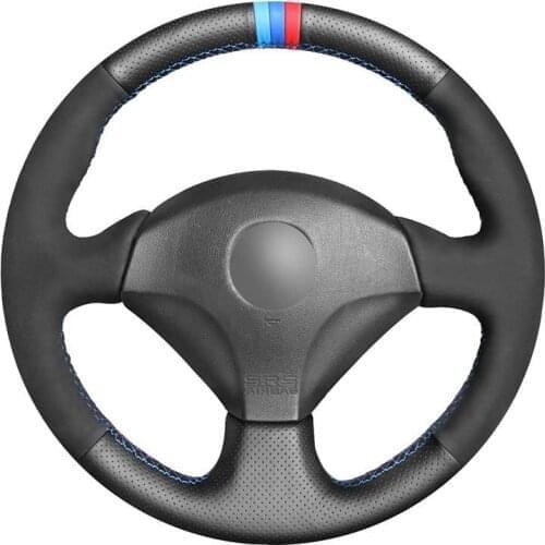 Hand-stitched Black Genuine Leather Suede Car Steering Wheel Cover for Honda S2000 2000-2008 Civic Si 2002-2004 Acura RSX