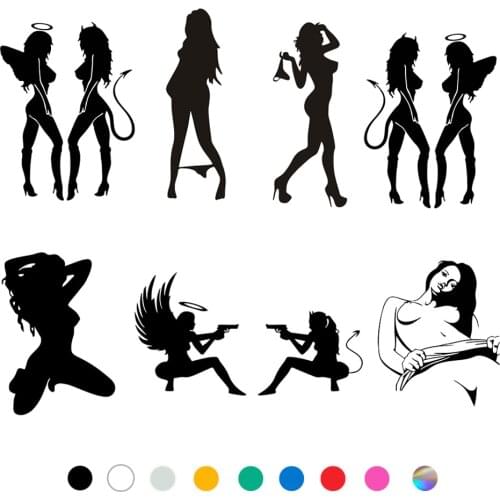 BUY 1 GET 1 FREE! Sexy Girl Angel Devil Car Sticker JAYJOE Decal For Cars Auto Motorcycle Accessories Bumper Window Car Stickers