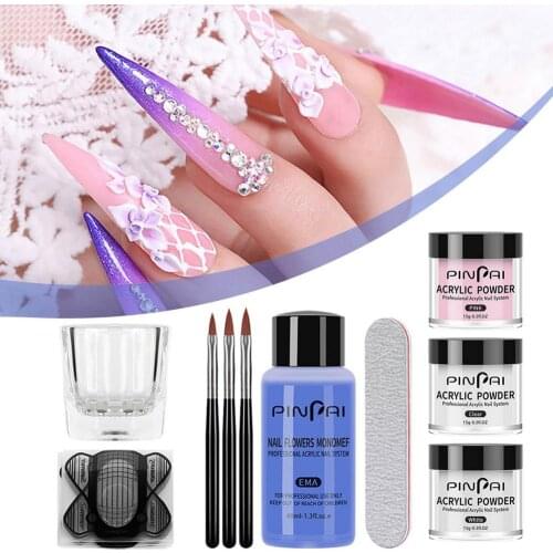 New Gel Nail Polish Set Nail Kit Acrylic Powder And Liquid Set With Nail Brush Nails Art Decoration Extension Manicure Tools