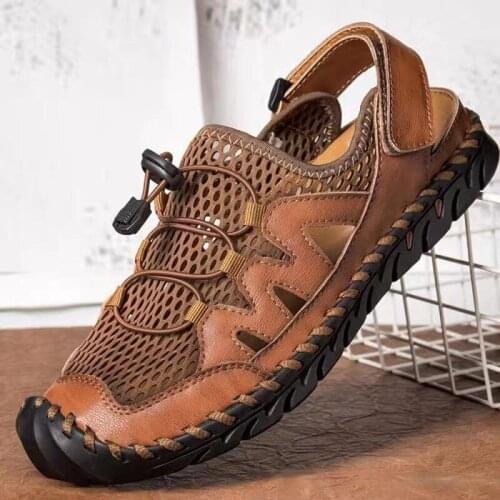 2021 Spring New Sandals Mens Hand-Stitched Comfortable Ins Casual Outdoor Breathable Mans Plus Size Beach Light Weight Shoes